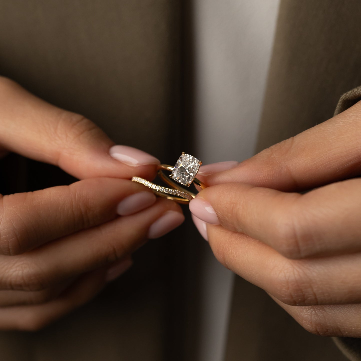 0.21 TCW Round Curved Moissanite Wedding Band