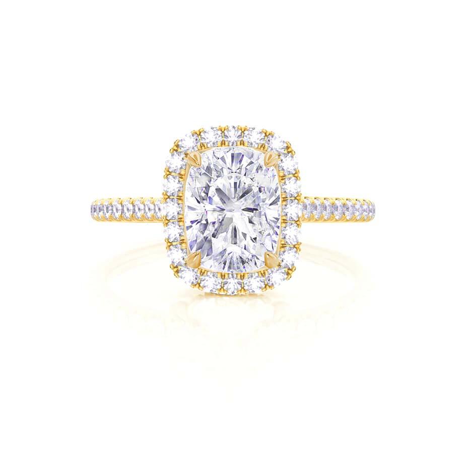 2.3 CT Elongated Cushion Halo & Pave Moissanite Engagement Ring