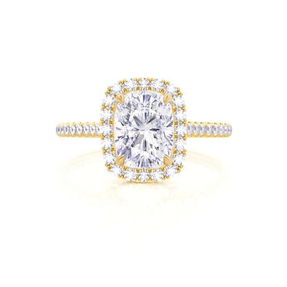 2.3 CT Elongated Cushion Halo & Pave Moissanite Engagement Ring