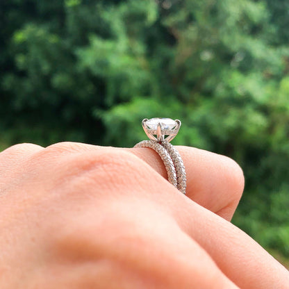 1.85 CT Round Pave Moissanite Engagement Ring