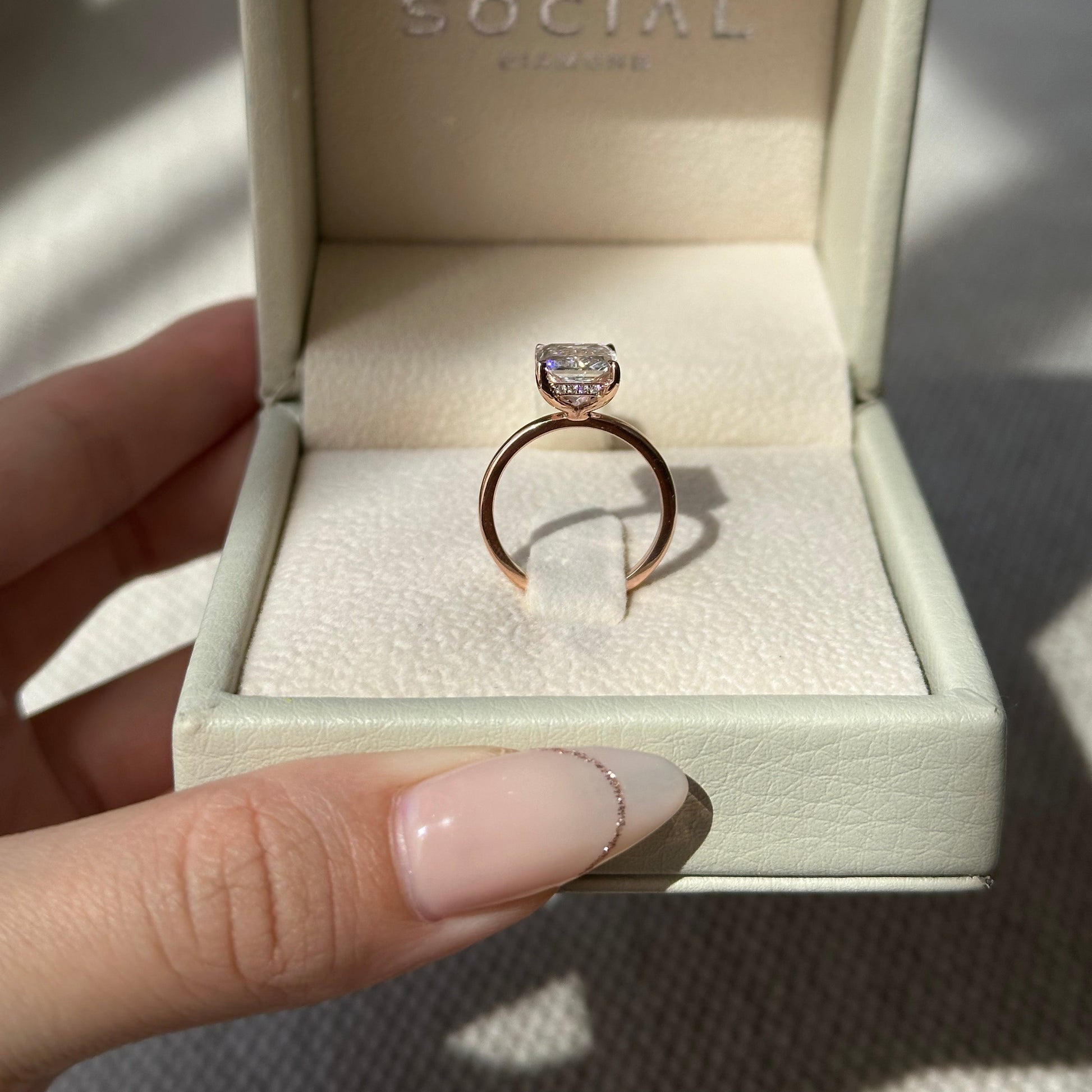 3.51 CT Radiant Hidden Halo Moissanite Engagement Ring