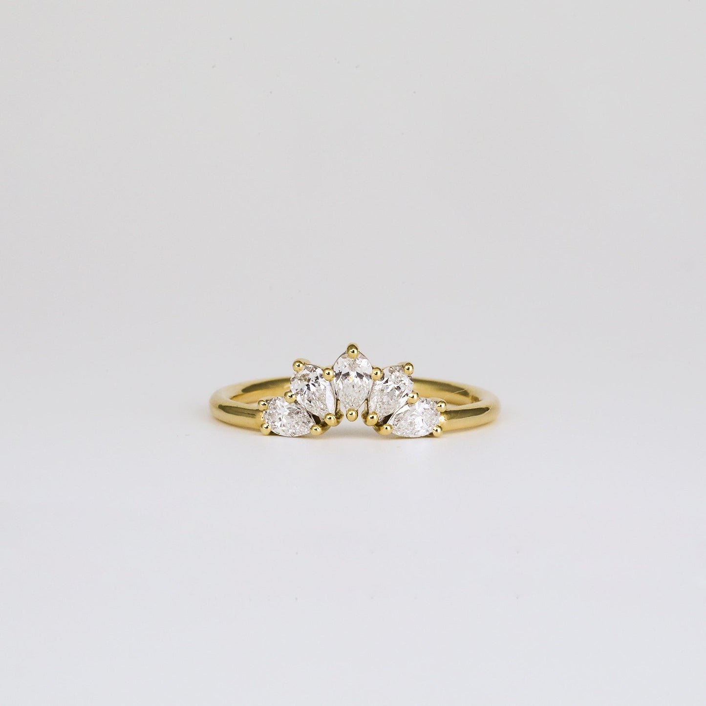 0.45 TCW Pear Five Stone & Curved Moissanite Wedding Band