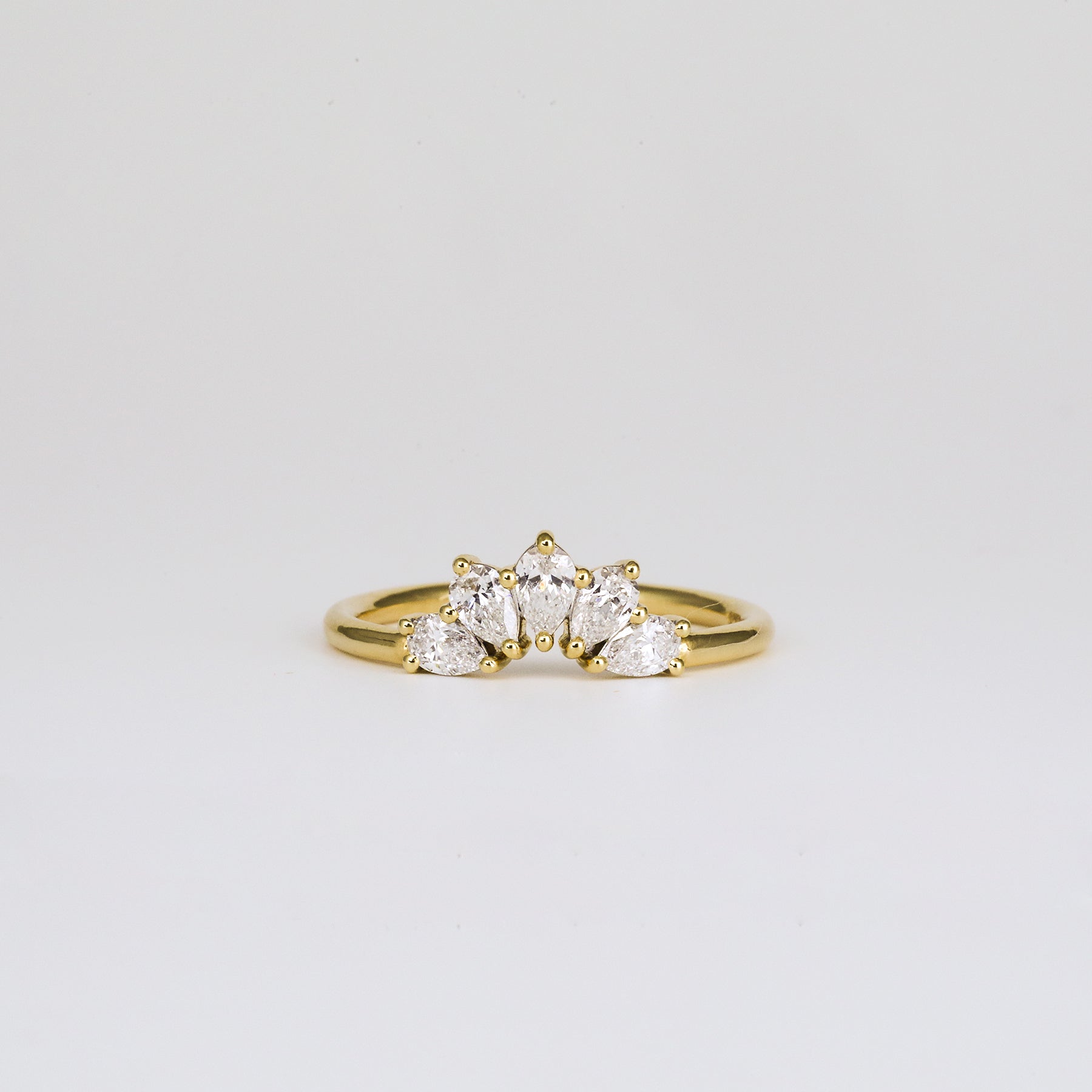 0.45 TCW Pear Five Stone & Curved Moissanite Wedding Band