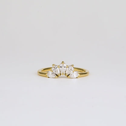 0.45 TCW Pear Five Stone & Curved Moissanite Wedding Band