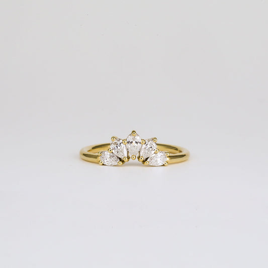 0.45 TCW Pear Five Stone & Curved Moissanite Wedding Band
