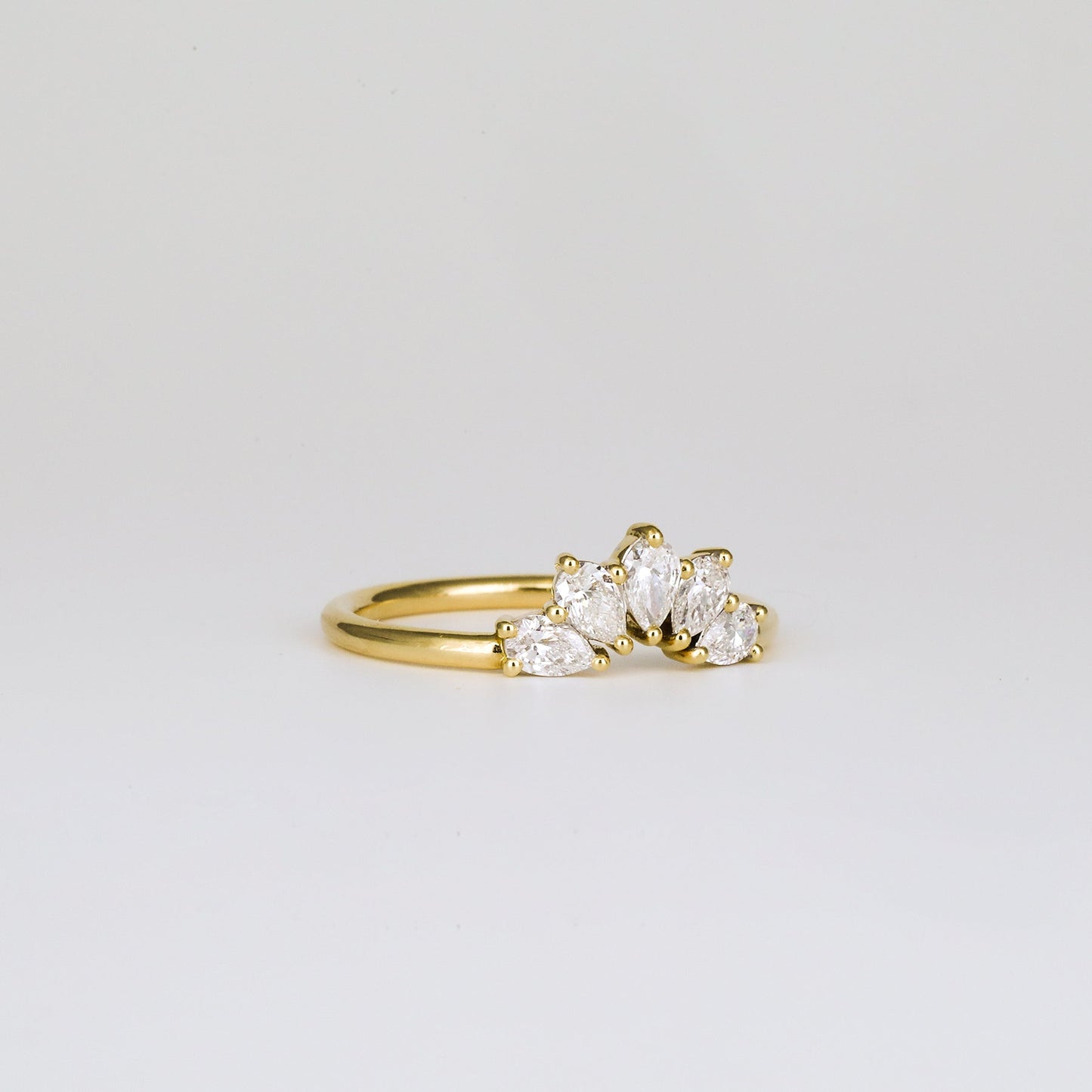 0.45 TCW Pear Five Stone & Curved Moissanite Wedding Band