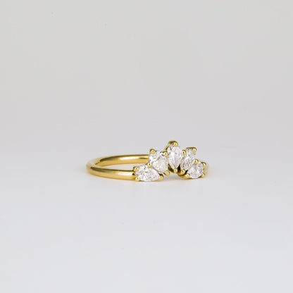 0.45 TCW Pear Five Stone & Curved Moissanite Wedding Band