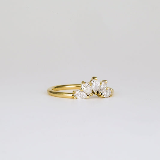 0.45 TCW Pear Five Stone & Curved Moissanite Wedding Band