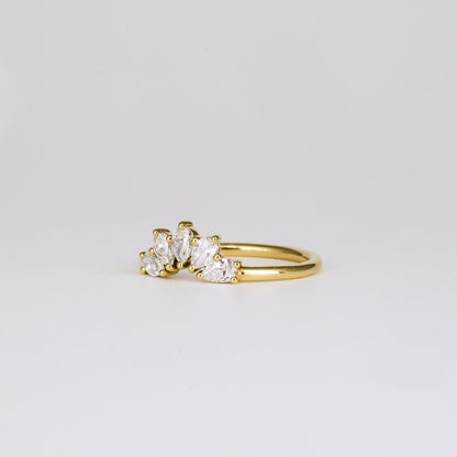 0.45 TCW Pear Five Stone & Curved Moissanite Wedding Band