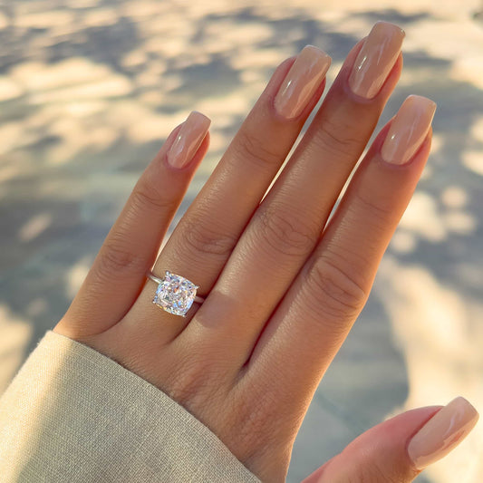 1.22 CT Elongated Cushion Solitaire Moissanite Engagement Ring