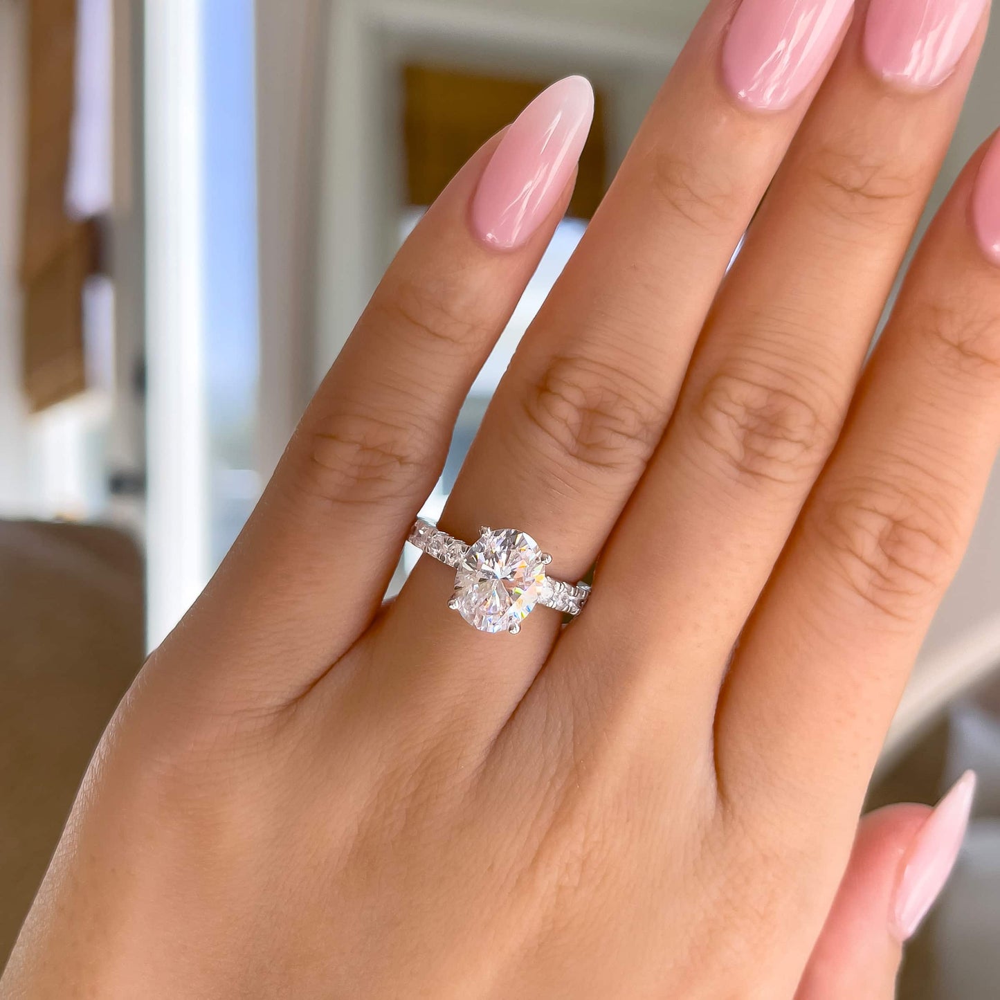 1.22 CT Elongated Cushion Solitaire Moissanite Engagement Ring