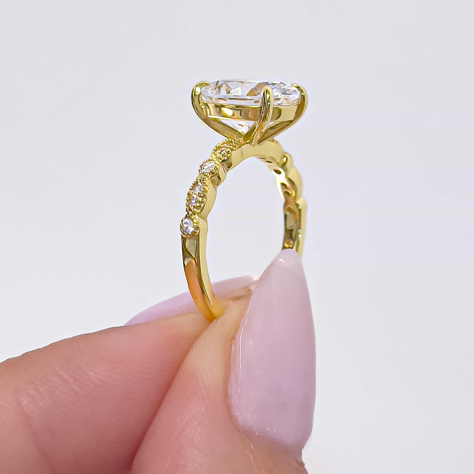1.22 CT Elongated Cushion Solitaire Moissanite Engagement Ring