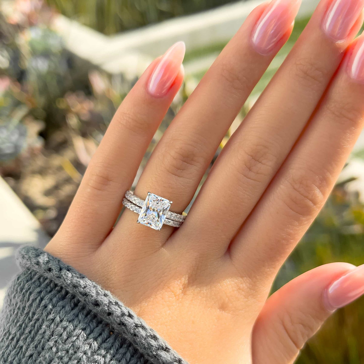 1.22 CT Elongated Cushion Solitaire Moissanite Engagement Ring