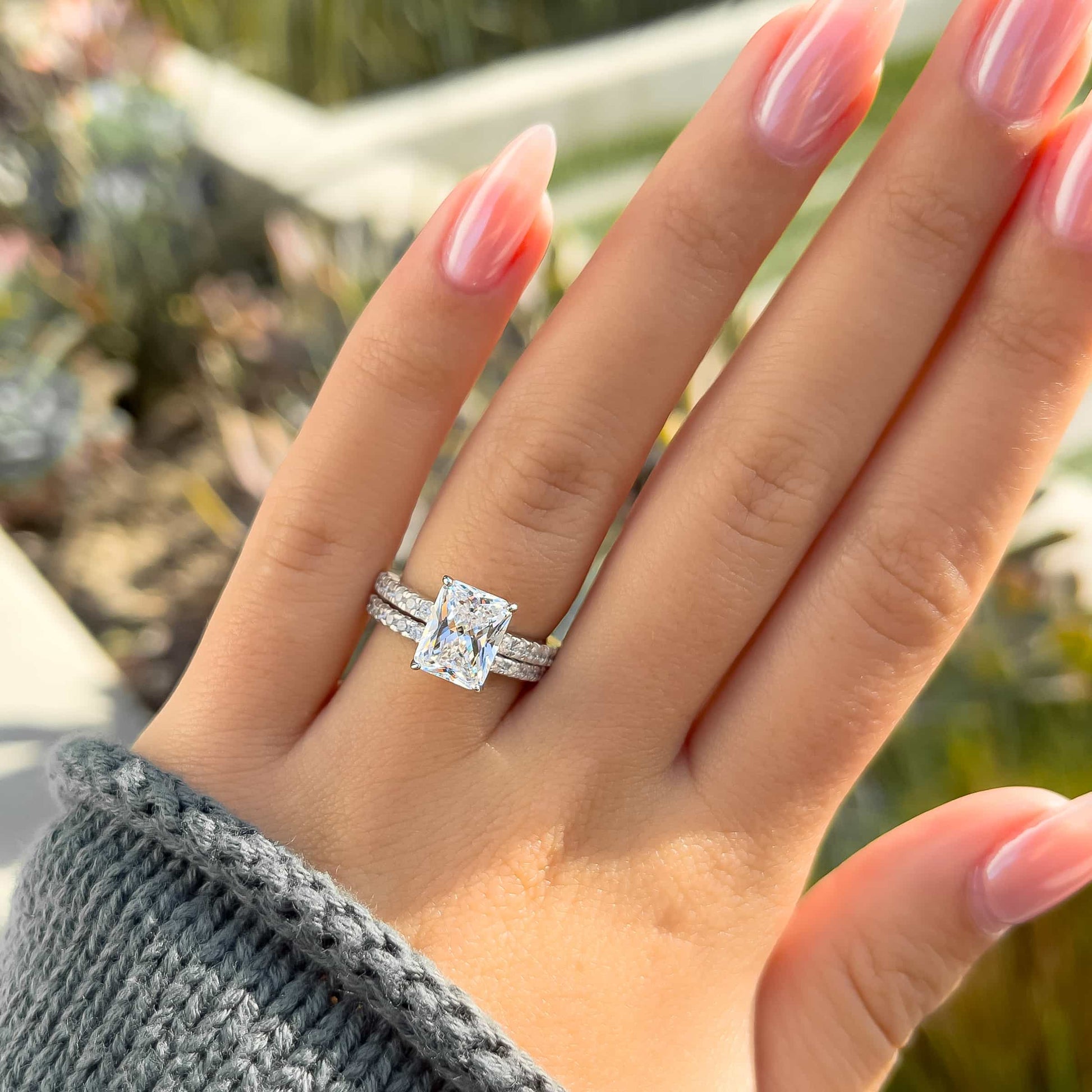 1.22 CT Elongated Cushion Solitaire Moissanite Engagement Ring
