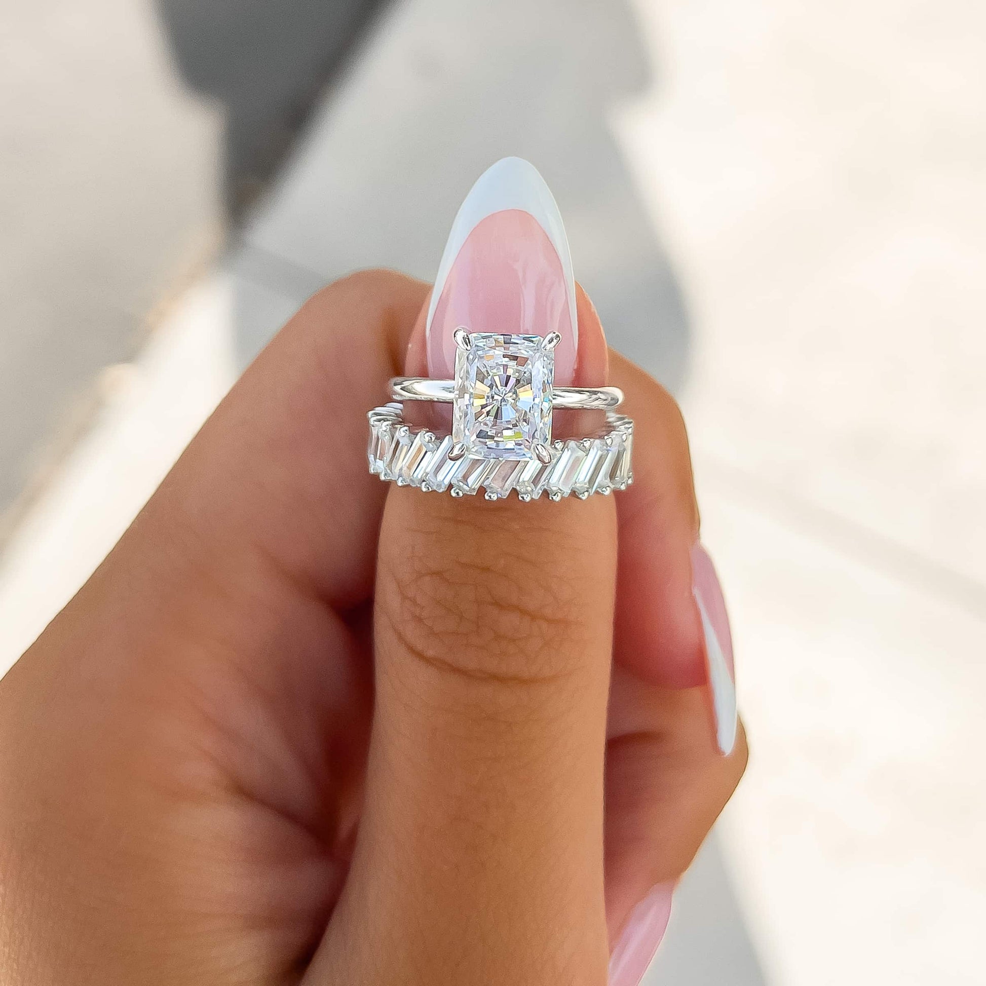 1.22 CT Elongated Cushion Solitaire Moissanite Engagement Ring