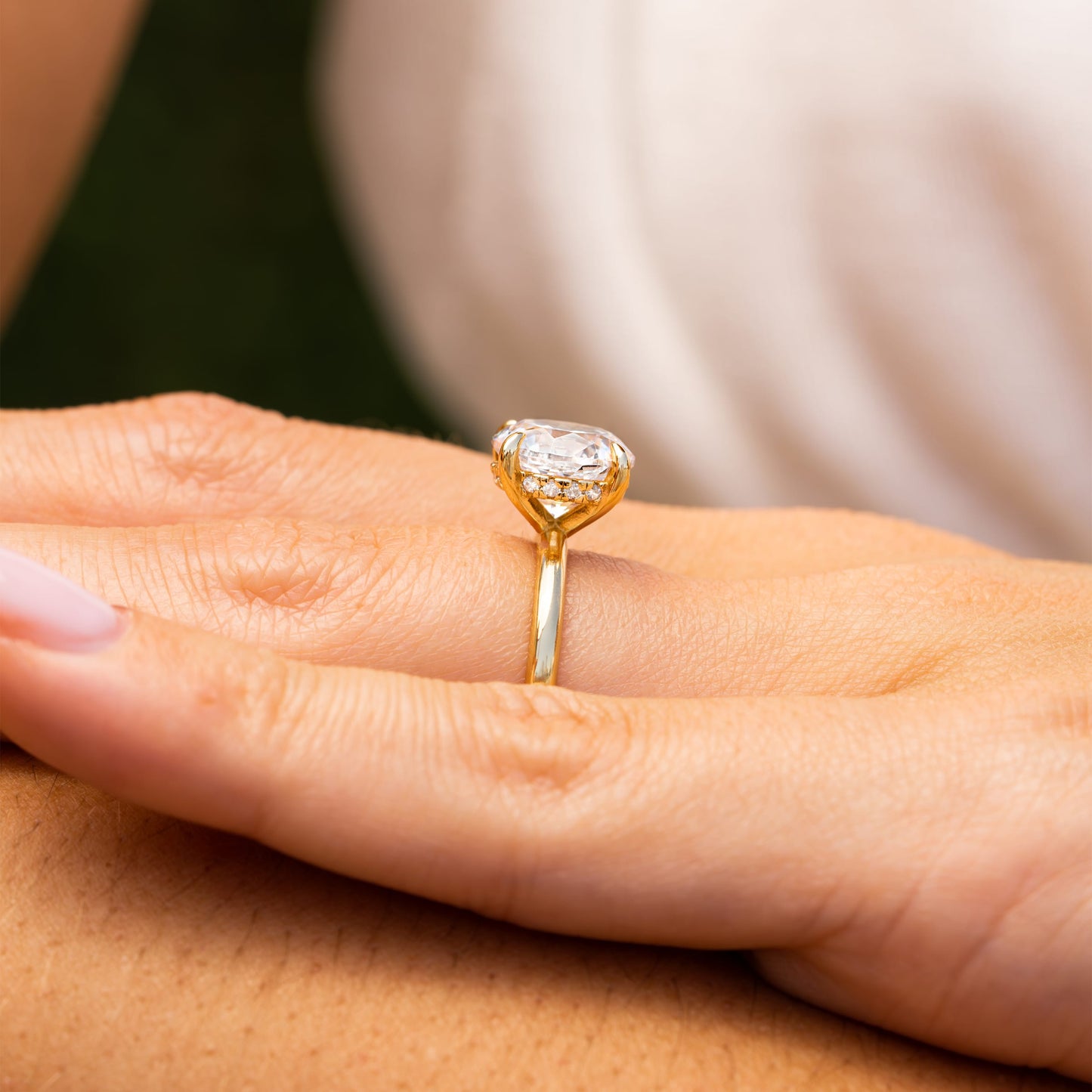 1.22 CT Elongated Cushion Solitaire Moissanite Engagement Ring
