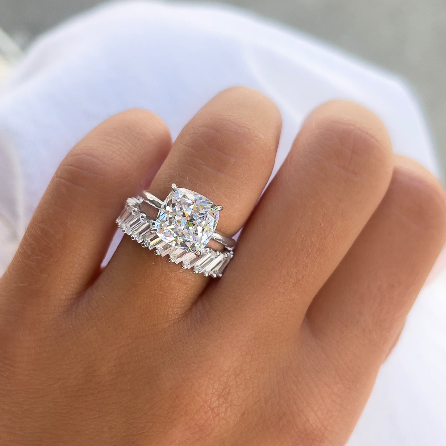 1.22 CT Elongated Cushion Solitaire Moissanite Engagement Ring