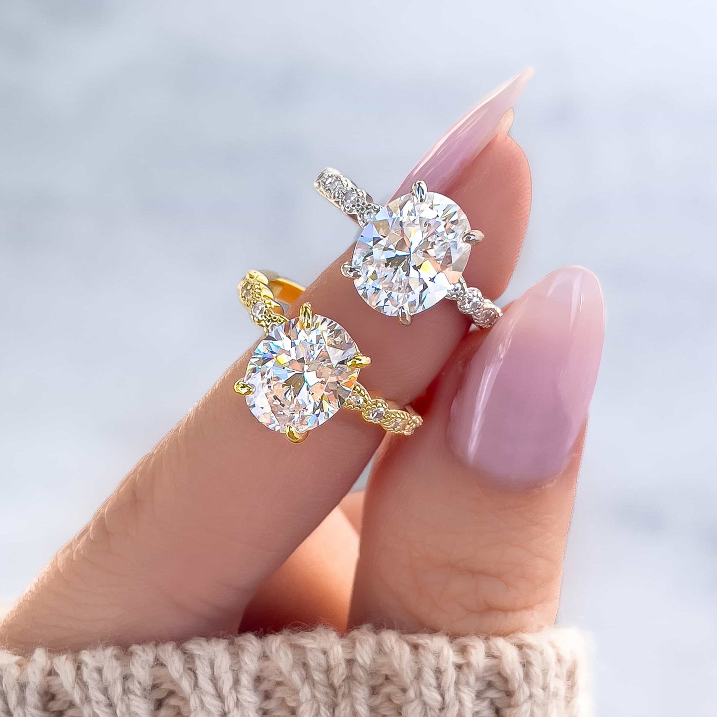 1.22 CT Elongated Cushion Solitaire Moissanite Engagement Ring