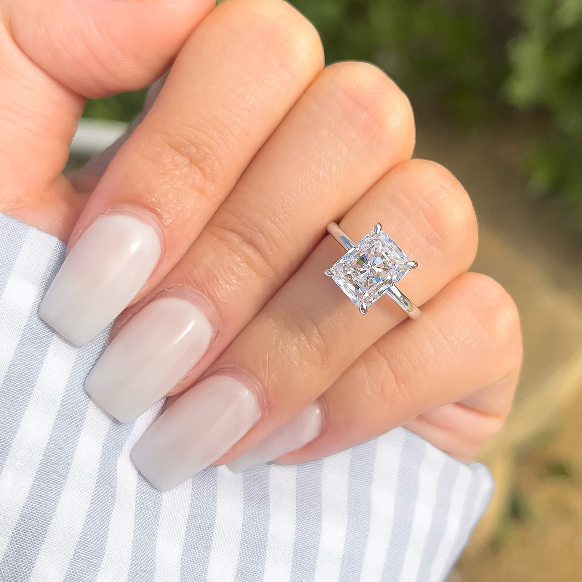 1.22 CT Elongated Cushion Solitaire Moissanite Engagement Ring