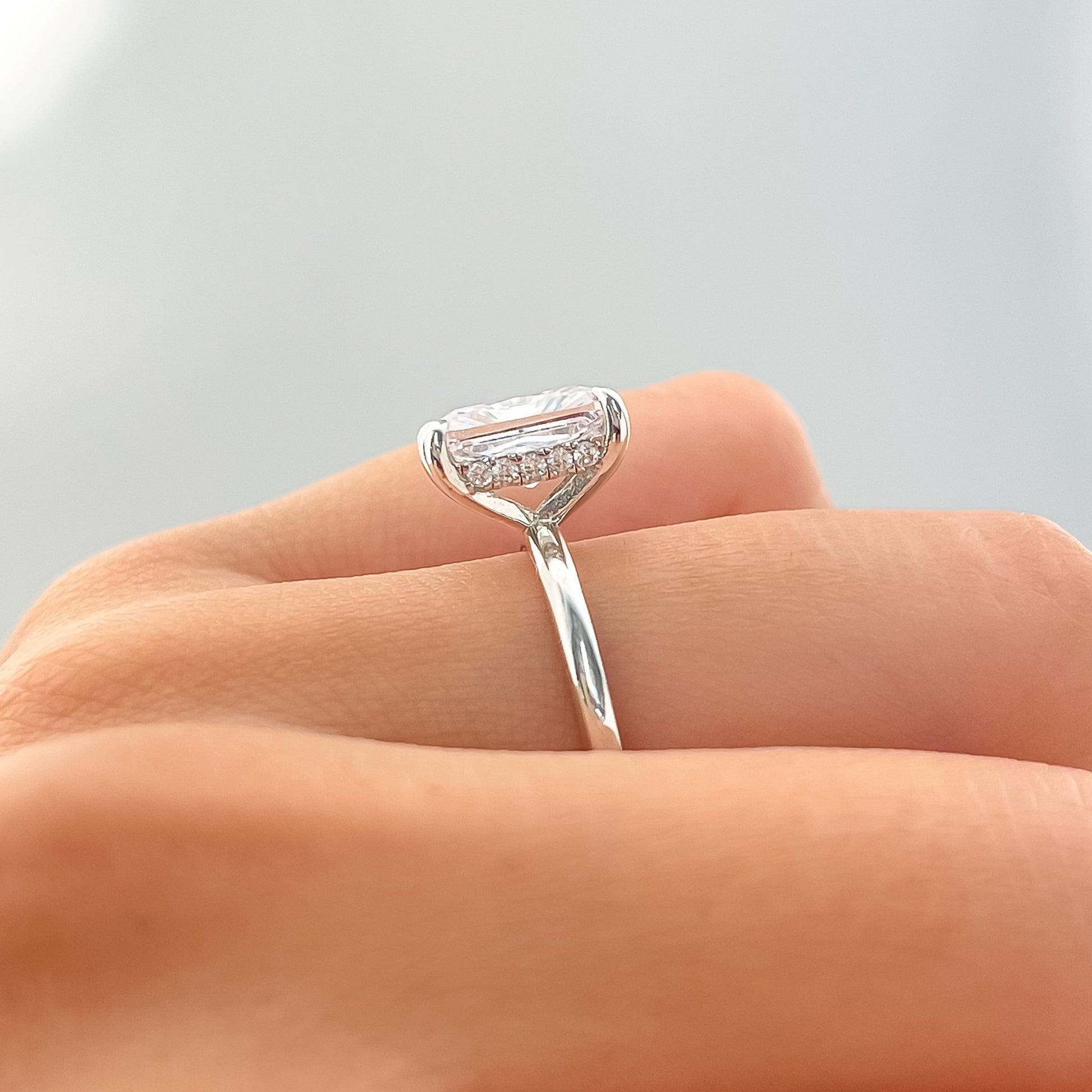 1.22 CT Elongated Cushion Solitaire Moissanite Engagement Ring