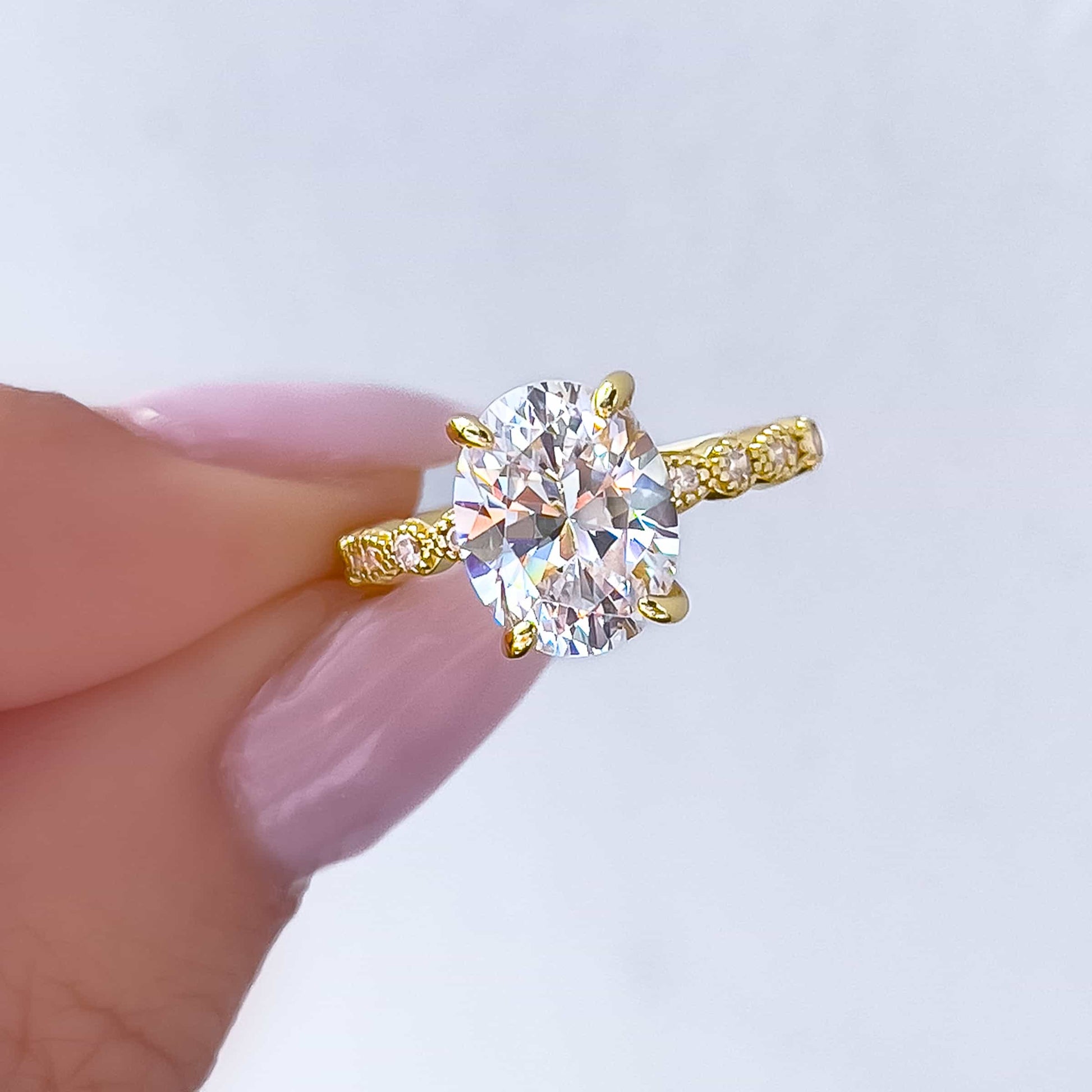 1.22 CT Elongated Cushion Solitaire Moissanite Engagement Ring