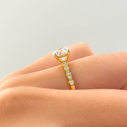 1.22 CT Elongated Cushion Solitaire Moissanite Engagement Ring