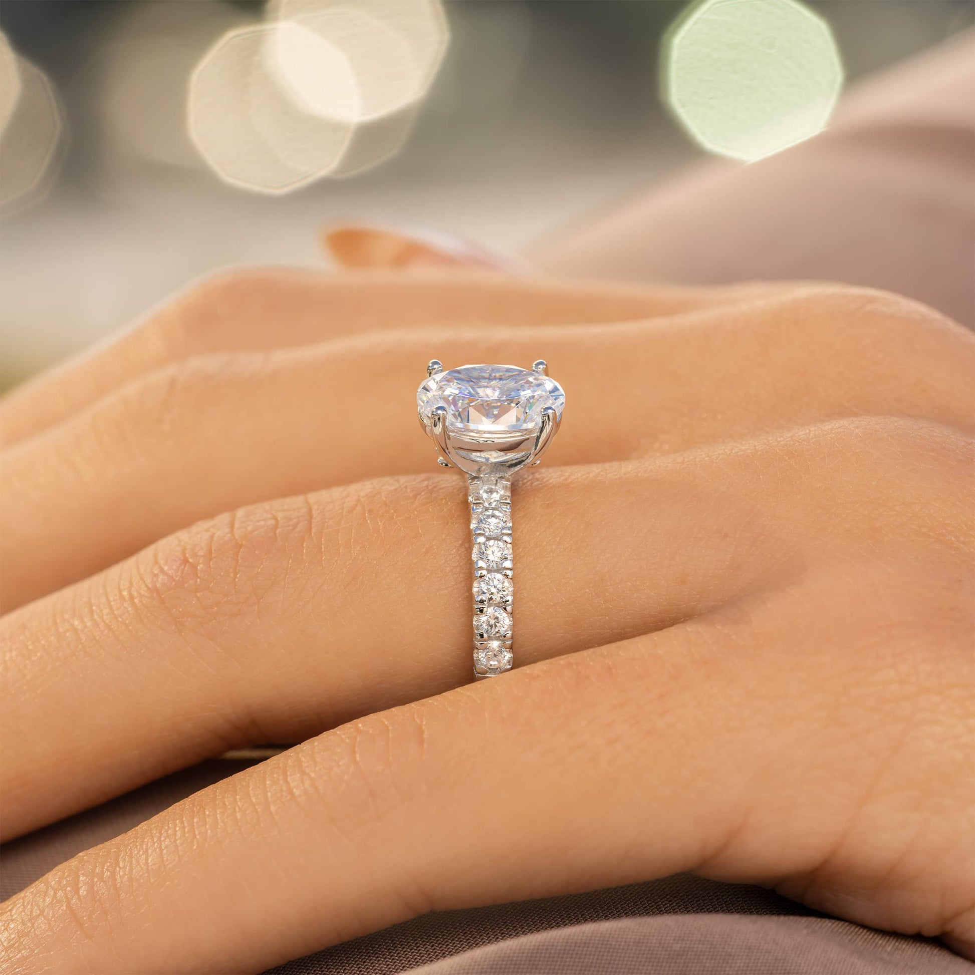 1.22 CT Elongated Cushion Solitaire Moissanite Engagement Ring