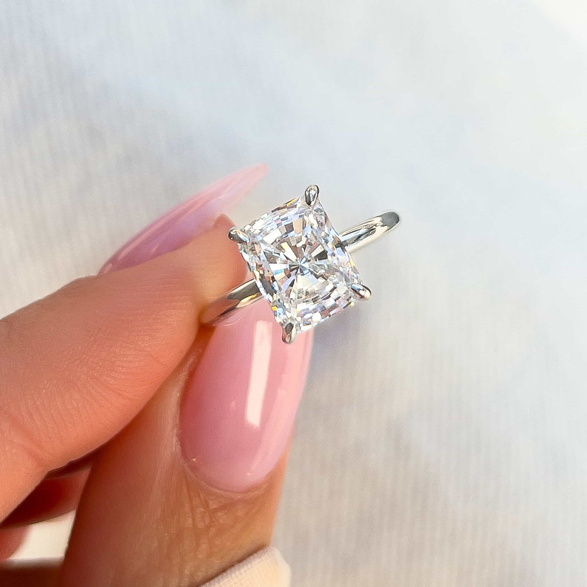 1.22 CT Elongated Cushion Solitaire Moissanite Engagement Ring