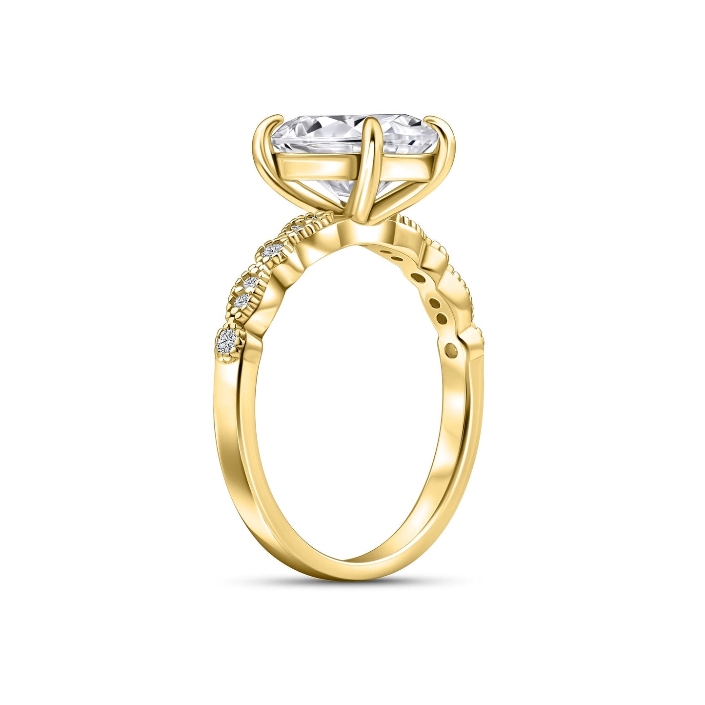1.22 CT Elongated Cushion Solitaire Moissanite Engagement Ring