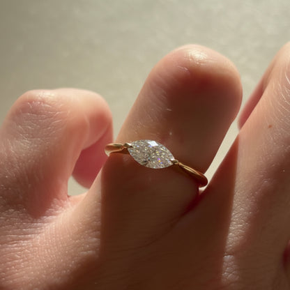 0.5 CT Marquise Solitaire Moissanite Engagement Ring
