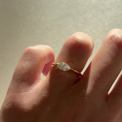 0.5 CT Marquise Solitaire Moissanite Engagement Ring