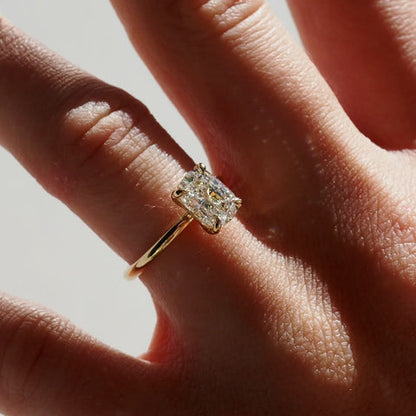 1.5 CT Elongated Cushion Solitaire Moissanite Engagement Ring
