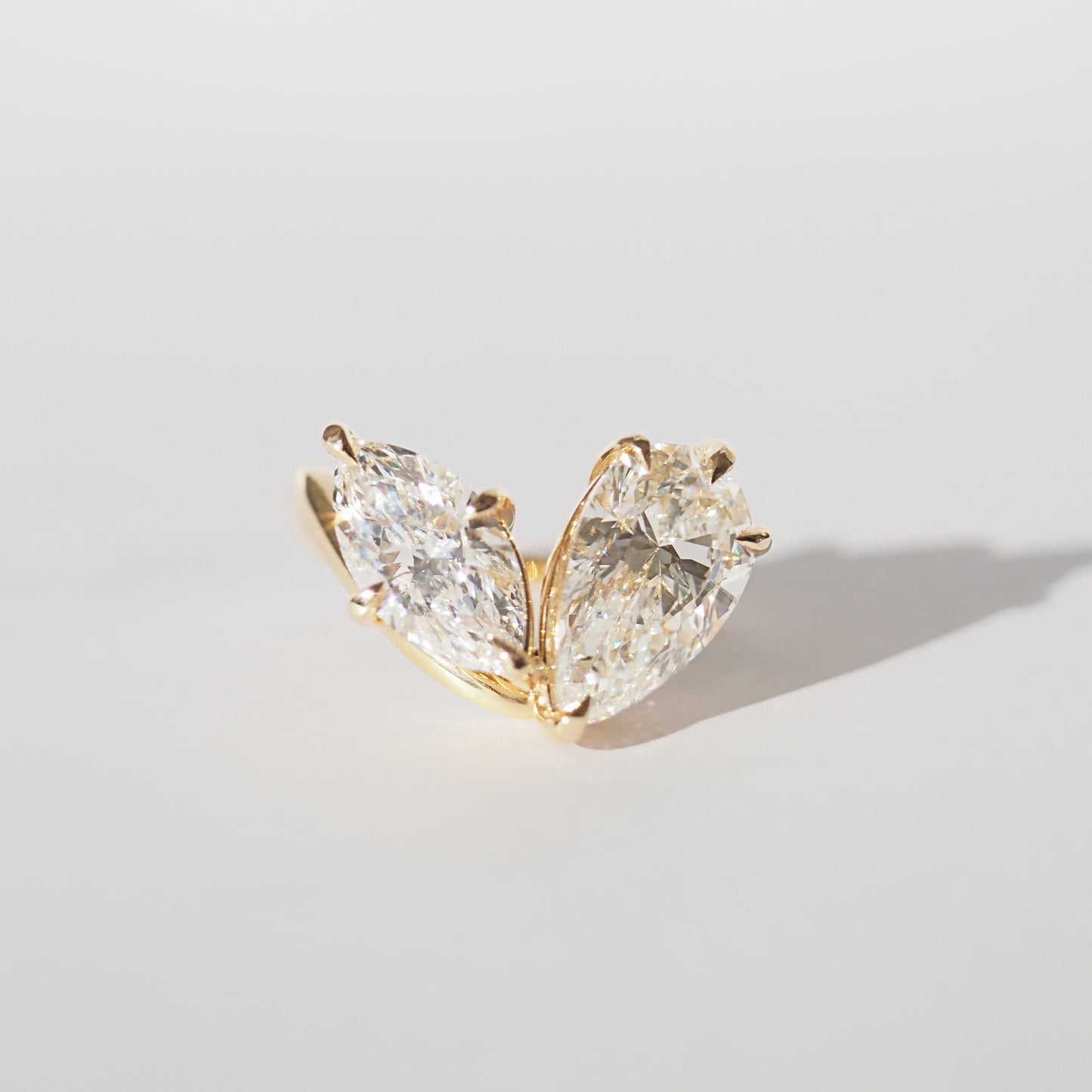 4.1 CT Pear Toi Et Moi Moissanite Engagement Ring