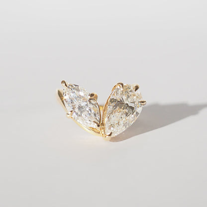 4.1 CT Pear Toi Et Moi Moissanite Engagement Ring