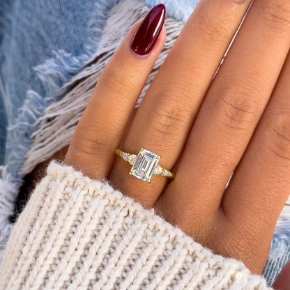 1.22 CT Elongated Cushion Solitaire Moissanite Engagement Ring