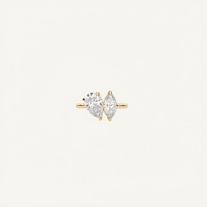 1.6 CT Pear Toi Et Moi Moissanite Engagement Ring