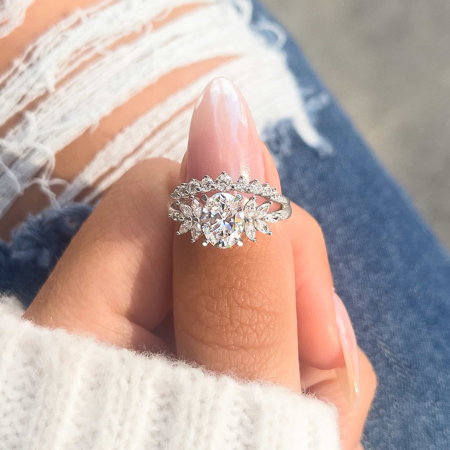 1.22 CT Elongated Cushion Solitaire Moissanite Engagement Ring