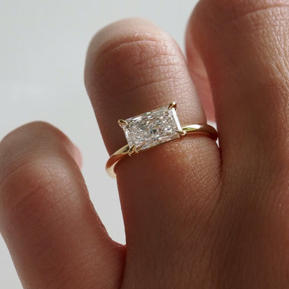 1 CT Radiant Solitaire Moissanite Engagement Ring