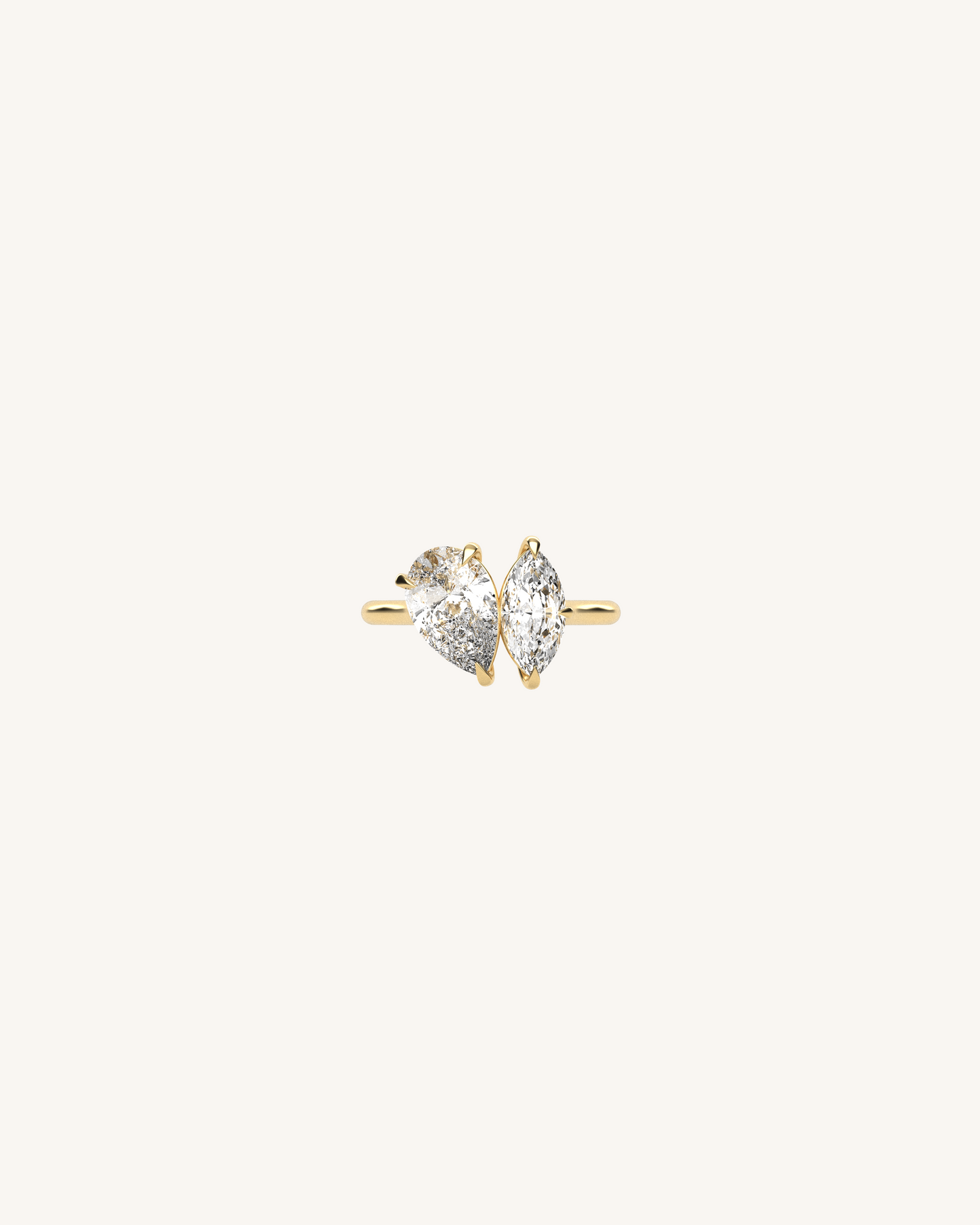 1.04 CT Pear Toi Et Moi Moissanite Engagement Ring