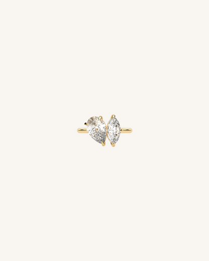 1.04 CT Pear Toi Et Moi Moissanite Engagement Ring