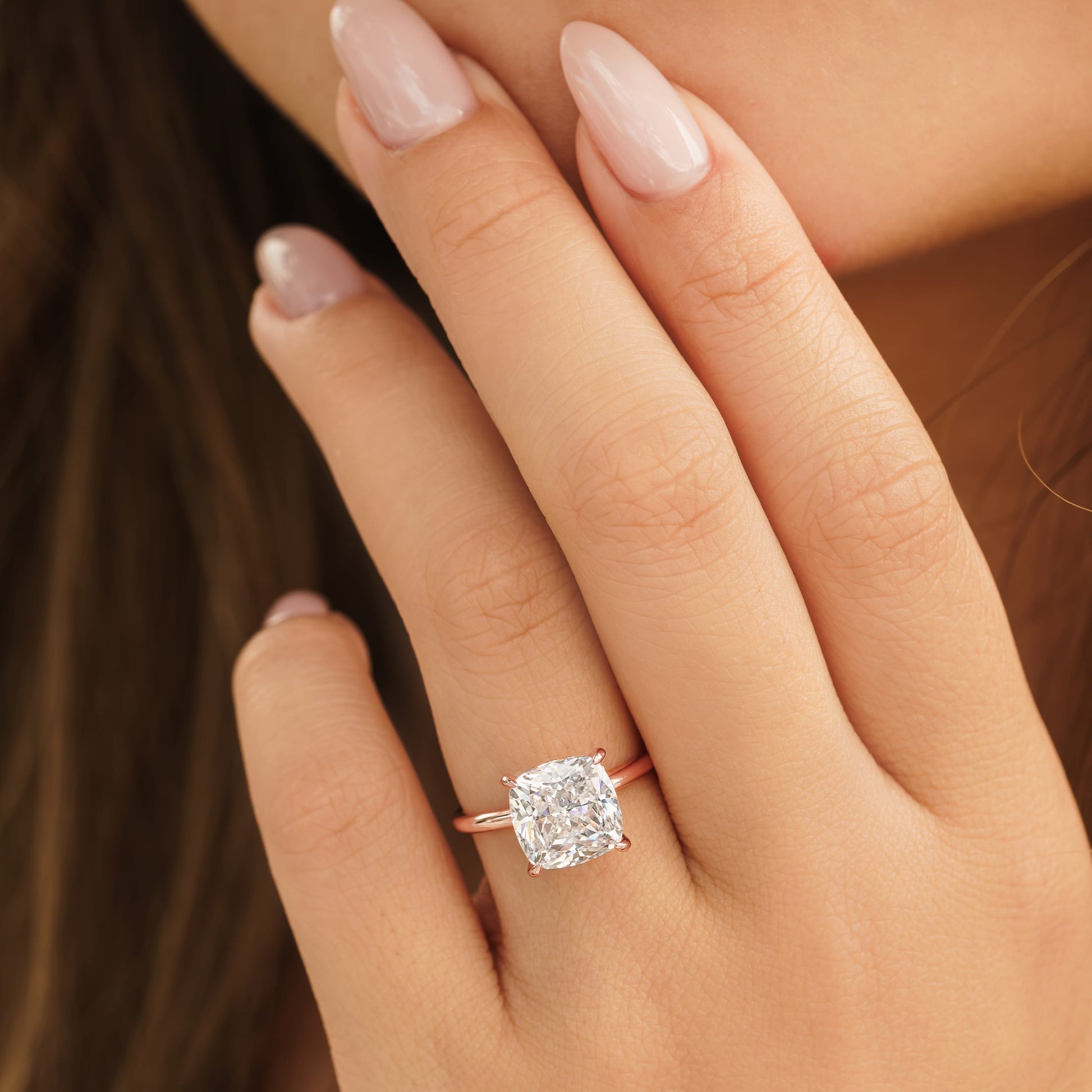 1.22 CT Elongated Cushion Solitaire Moissanite Engagement Ring