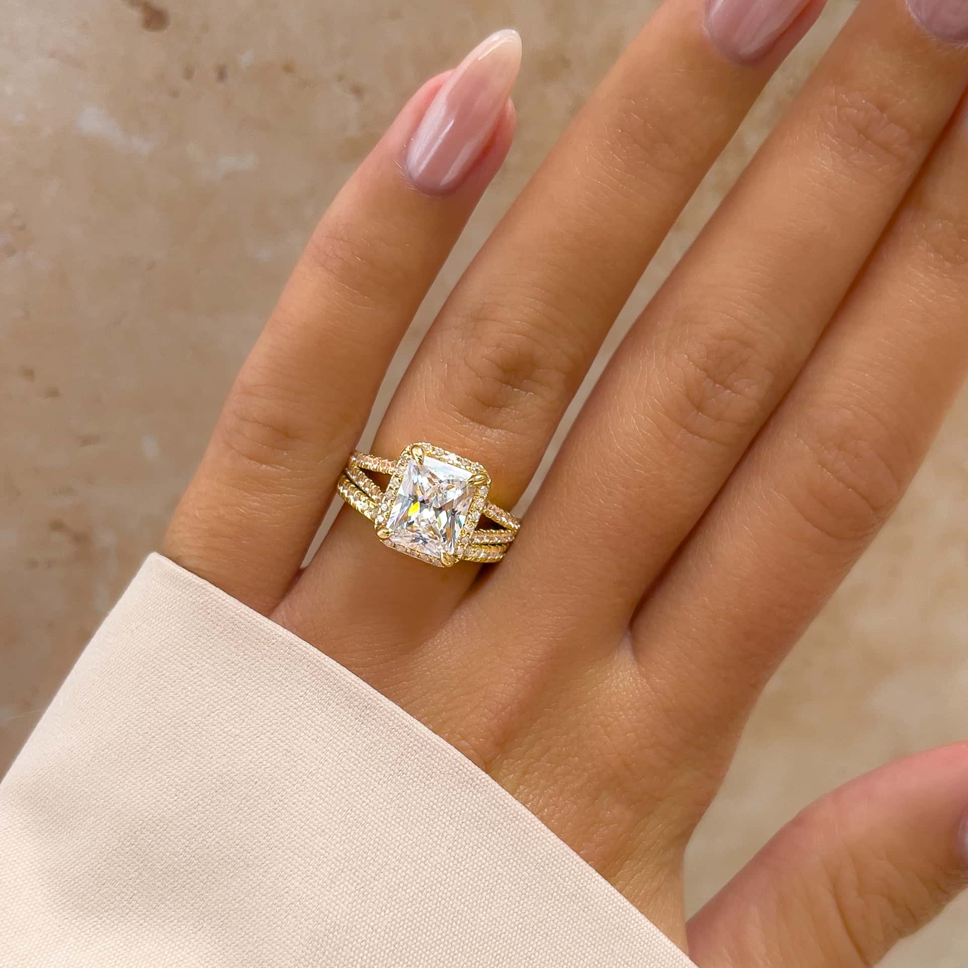 1.22 CT Elongated Cushion Solitaire Moissanite Engagement Ring