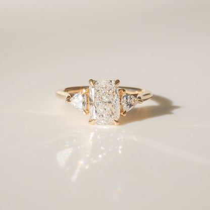 2.13 CT Elongated Cushion Three Stone Moissanite Engagement Ring