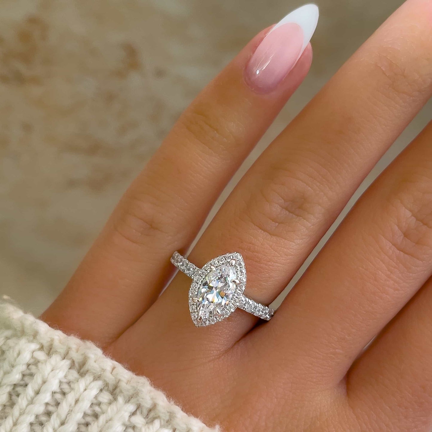 1.22 CT Elongated Cushion Solitaire Moissanite Engagement Ring