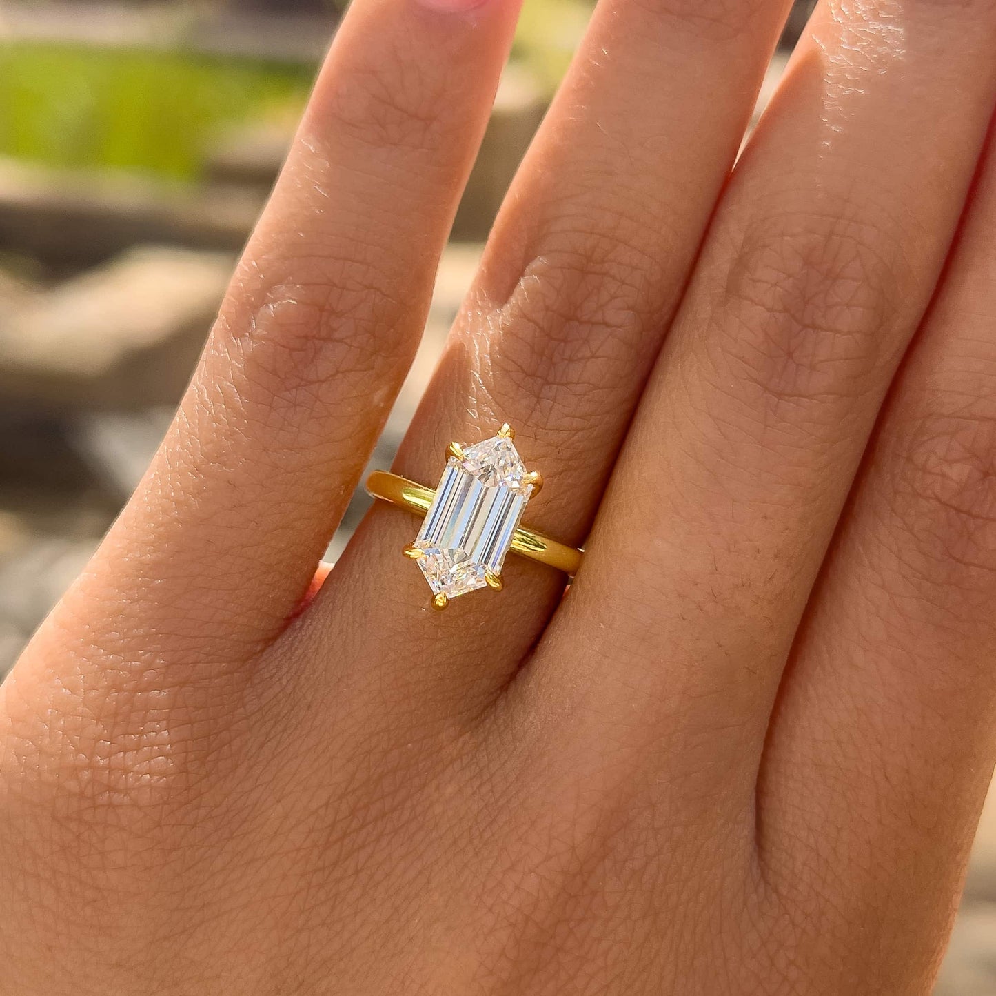1.22 CT Elongated Cushion Solitaire Moissanite Engagement Ring