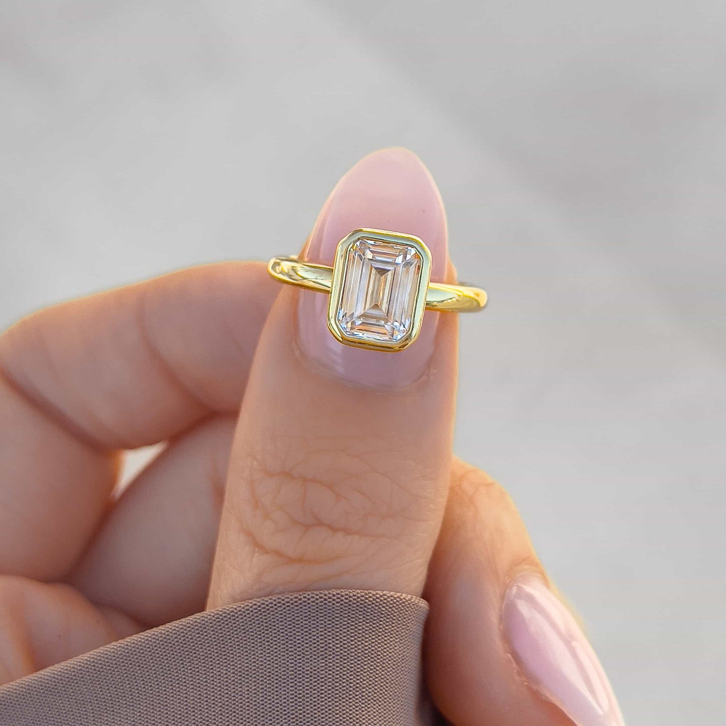 1.22 CT Elongated Cushion Solitaire Moissanite Engagement Ring