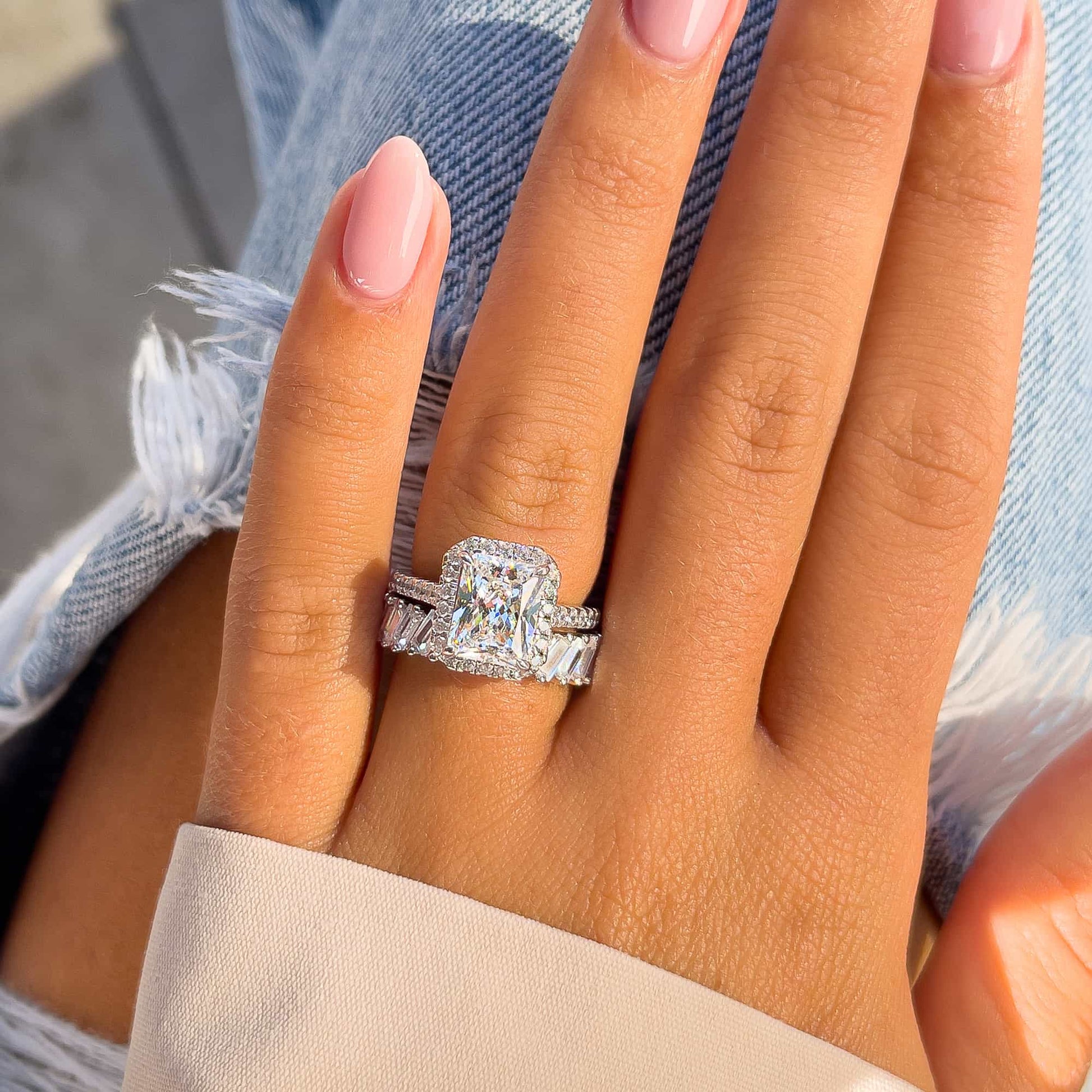 1.22 CT Elongated Cushion Solitaire Moissanite Engagement Ring