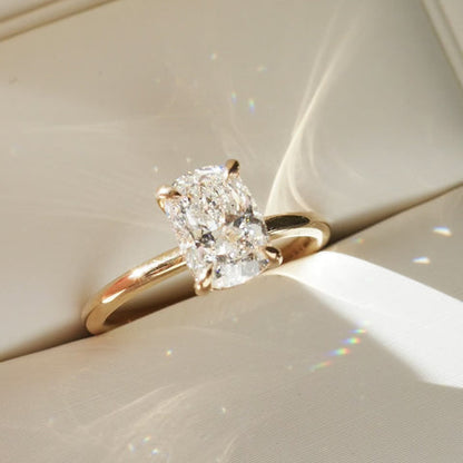 1.5 CT Elongated Cushion Solitaire Moissanite Engagement Ring