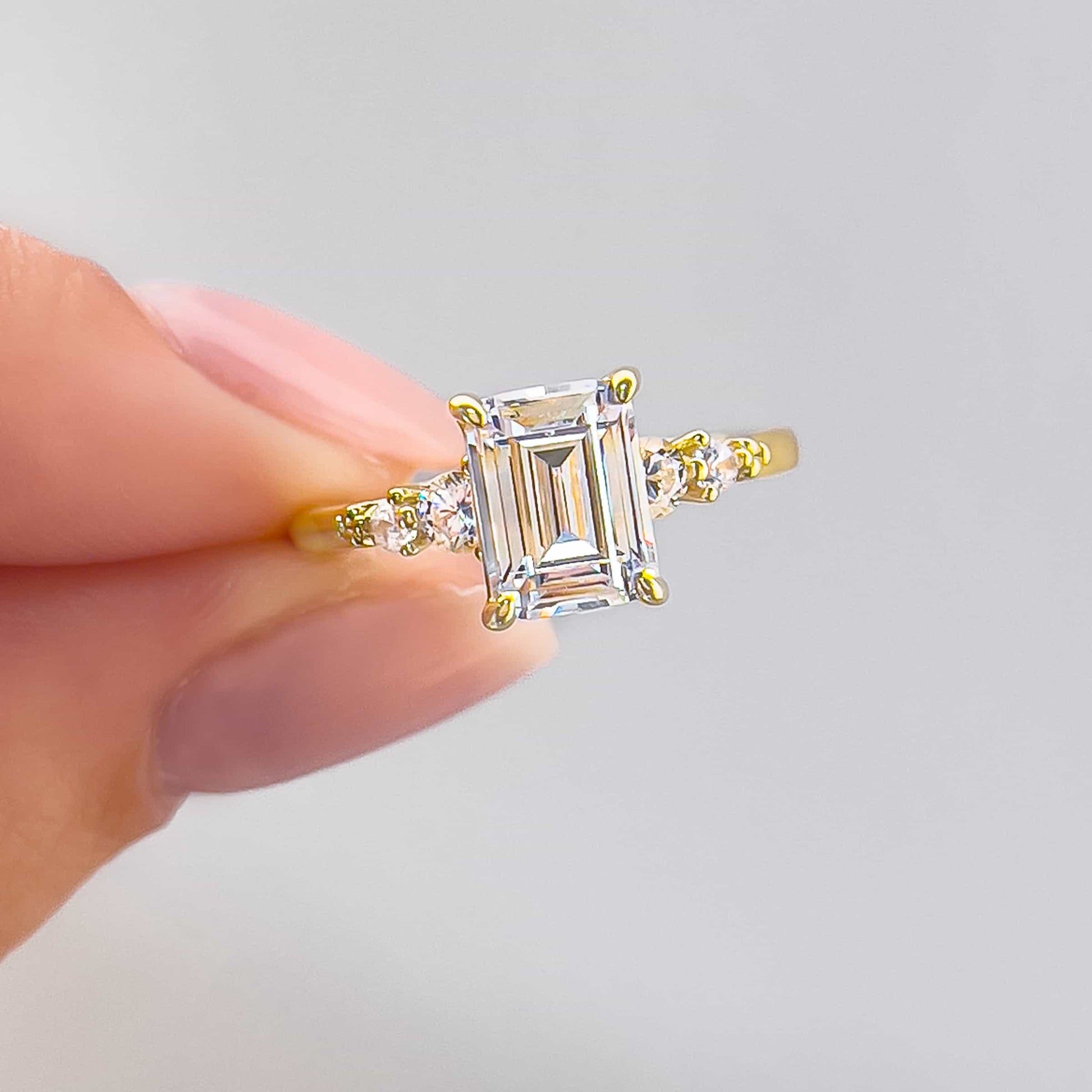 1.22 CT Elongated Cushion Solitaire Moissanite Engagement Ring