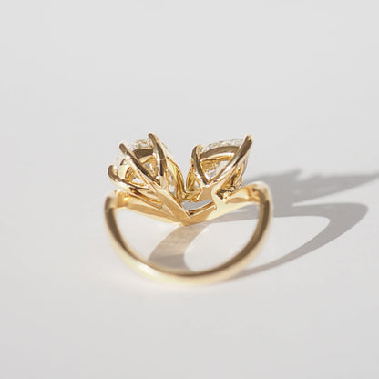 4.1 CT Pear Toi Et Moi Moissanite Engagement Ring